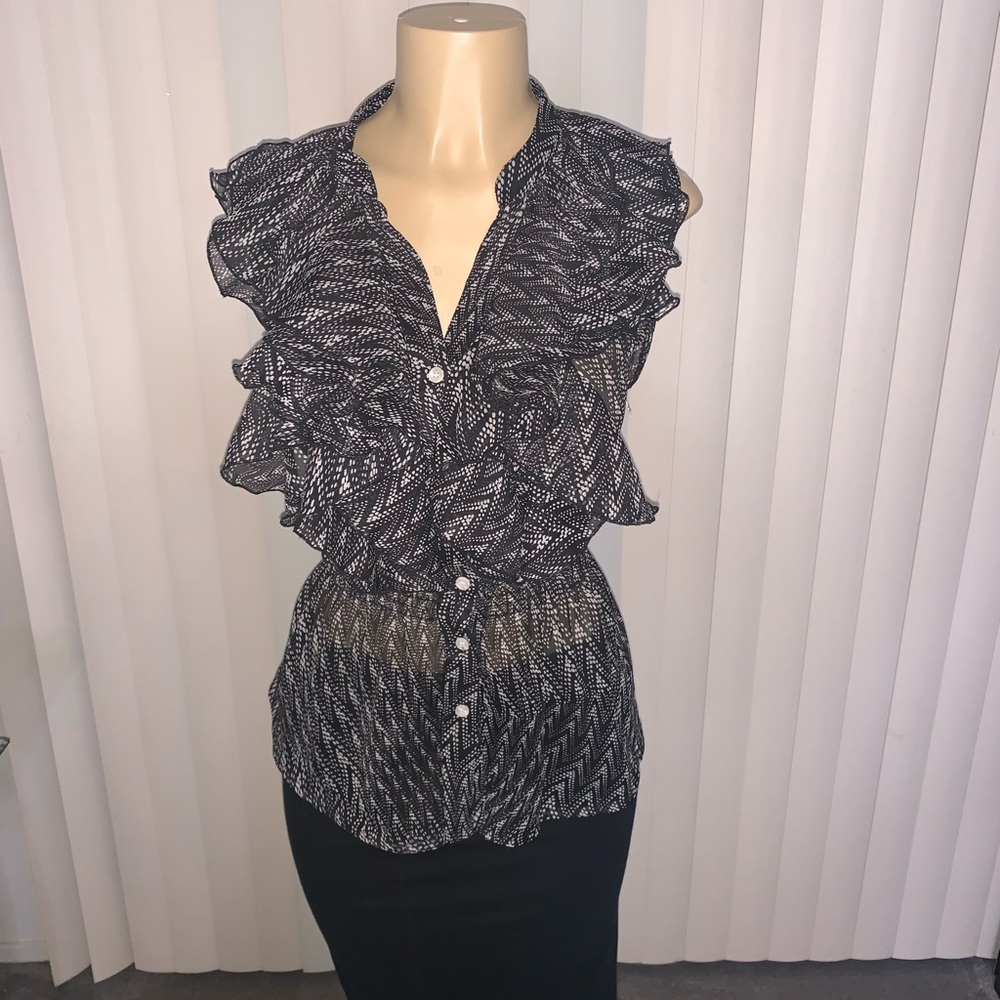 Grace Elements Ruffled Collar Blouse - Translucent